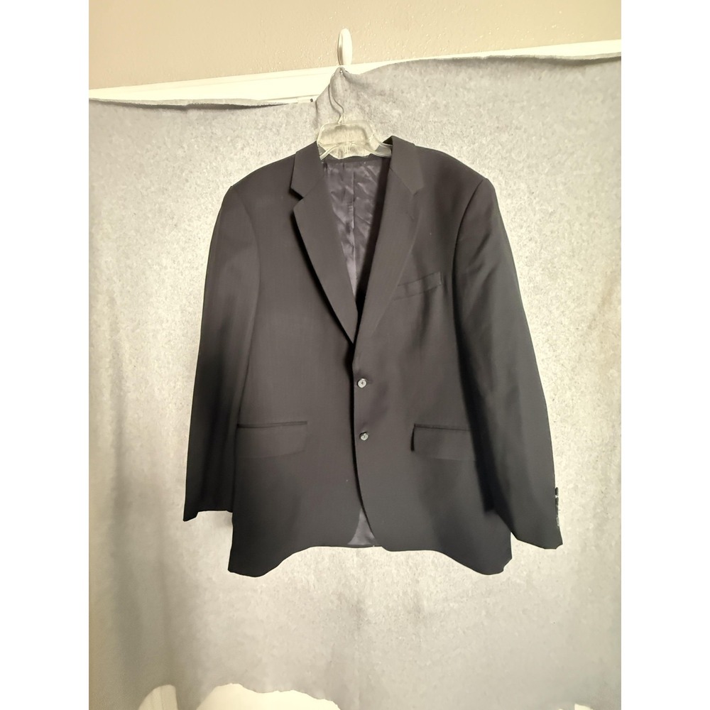 Ralph Ralph Lauren Suit Jacket Mens 46L Gray Wool Cashmere Stripe Big Tall‎ FLAW